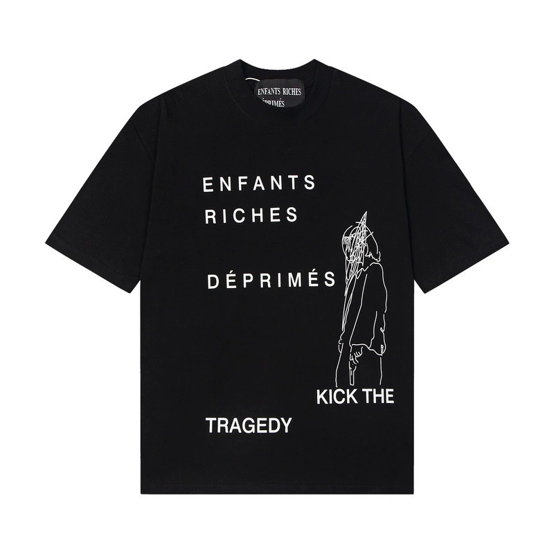 Jerrs Oversized Graphic T‑Shirt, High Street Hip‑Hop Graffiti Sketch Print Loose Short Sleeve Casual Unisex Streetwear Tee