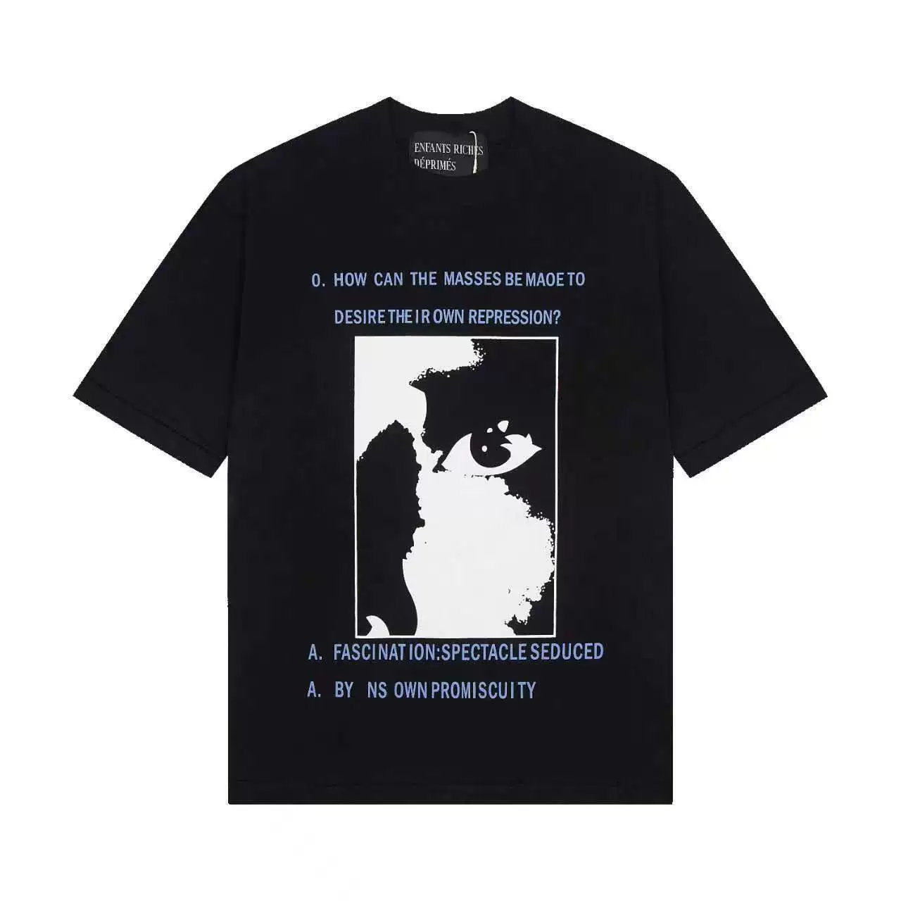 Jerrs Oversized Graphic T‑Shirt, High Street Hip‑Hop Graffiti Sketch Print Loose Short Sleeve Casual Unisex Streetwear Tee