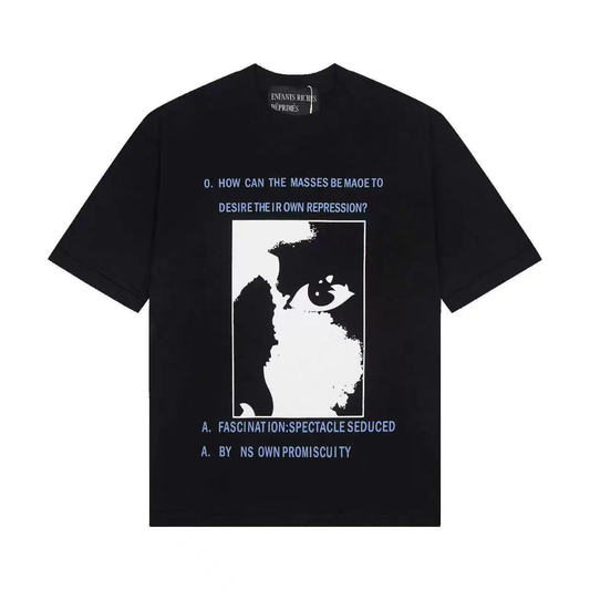 Jerrs Oversized Graphic T‑Shirt, High Street Hip‑Hop Graffiti Sketch Print Loose Short Sleeve Casual Unisex Streetwear Tee