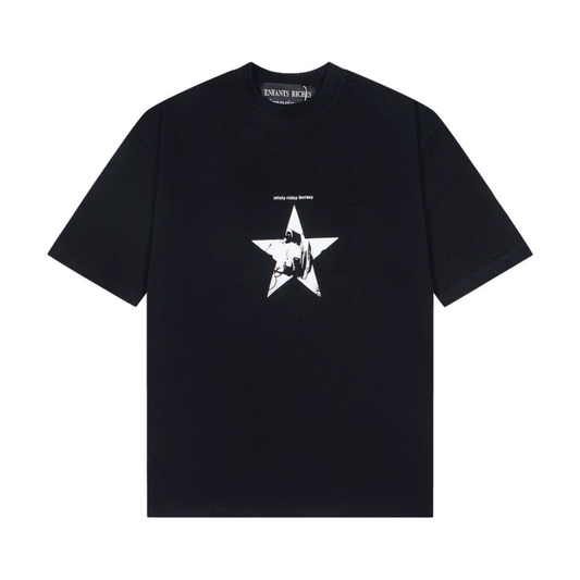 Jerrs Oversized Graphic T‑Shirt, High Street Hip‑Hop Graffiti Sketch Print Loose Short Sleeve Casual Unisex Streetwear Tee